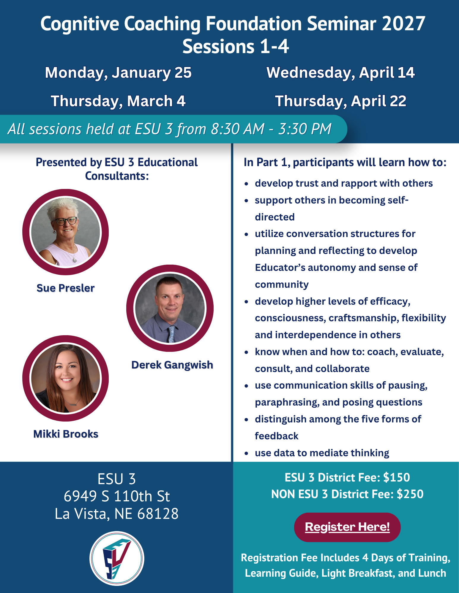 Click here to register for Cognitive Coaching Spring 2027 Sessions 1-4 #25393